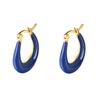 Blue Glue Ear Buckle Small Fat Circle Earrings Light Luxury Feeling Ear Piercing Earrings Don't Need To Take Off When Sleeping