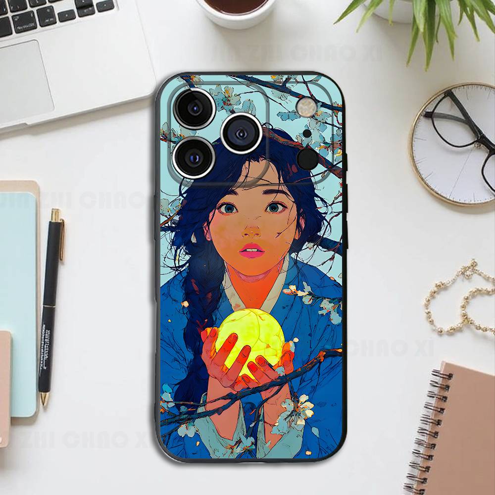 

Korean Tradition Lover Black Phone Case For IPhone 17 16 15 14 13 12 13 12 11 Pro Max Plus XS XR Silicone Soft Back Cover iPhone16e