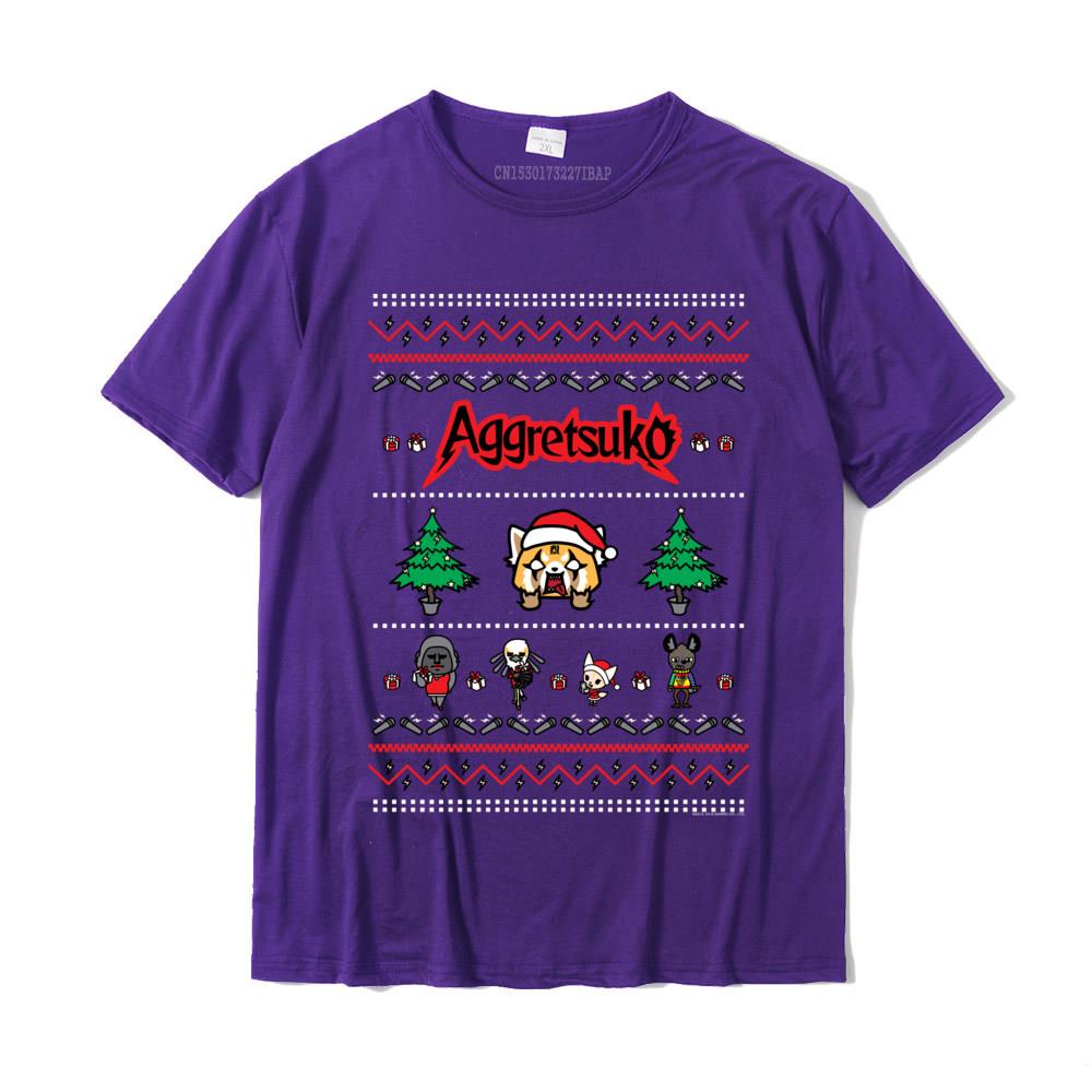 Aggretsuko Ugly Christmas Sweater Rage Short Sleeve Shirt Customized Tops Shirt Cotton Unisex T Shirts Customized Retro
