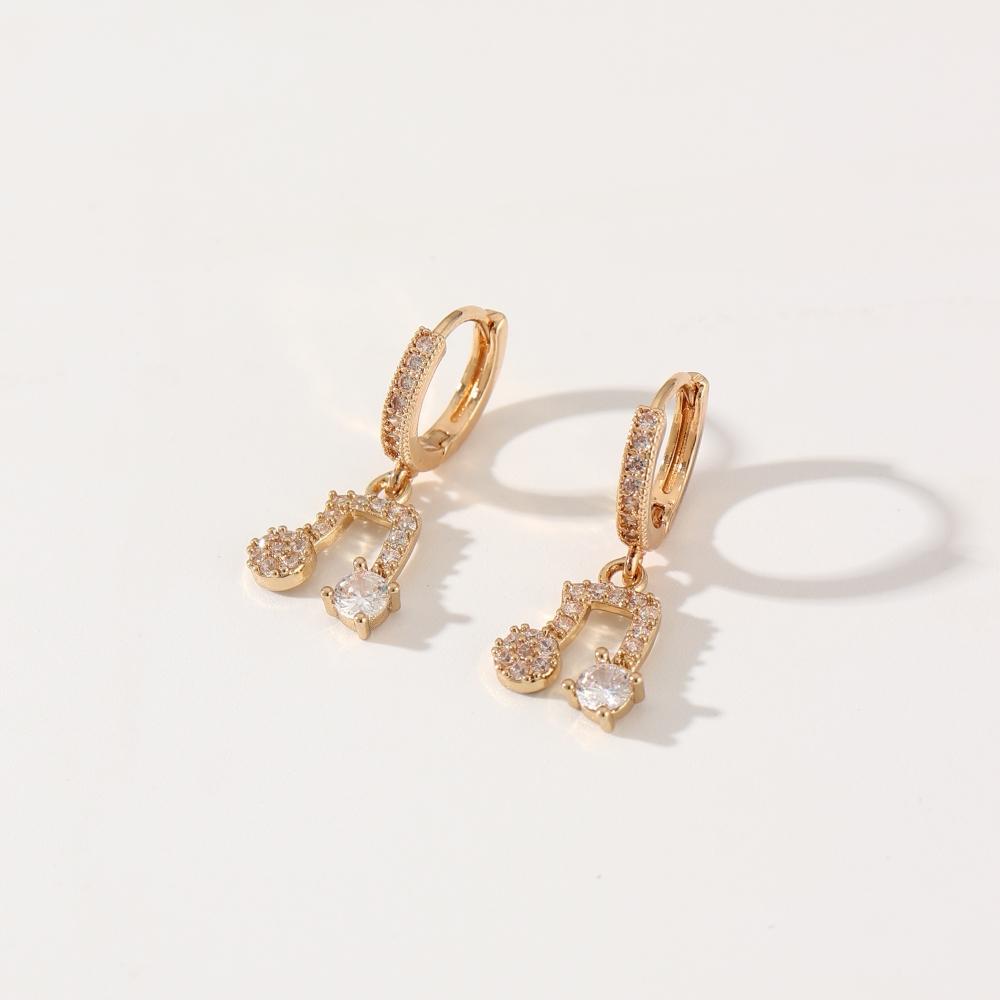 Cercei lungi simpli cu note muzicale pentru femei, zirconiu cubic, bijuterii de zi cu zi, accesorii pentru petrecere