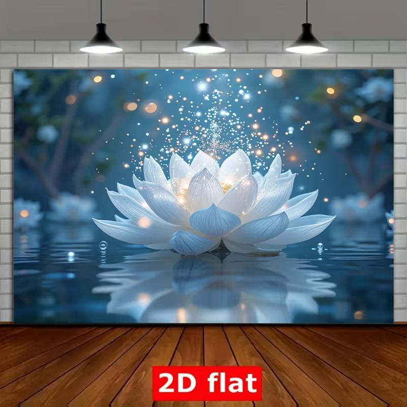 2D mystische weiße Lotusblume auf Wasserhintergrund