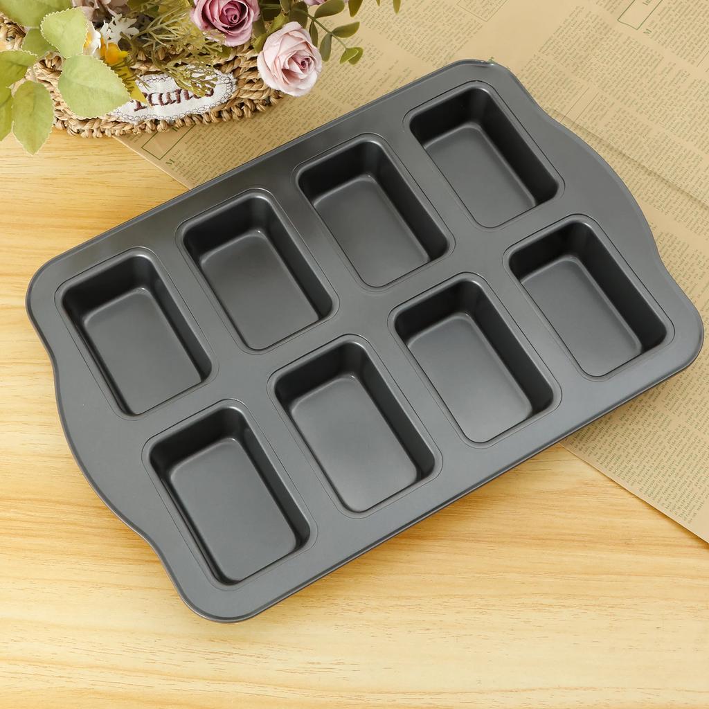 Non Stick Cupcake Cake Pans 8 grid Mold For Mini Loaf Pan Baking tools Carbon Steel Rectangle Small Bread Household Oven Trays