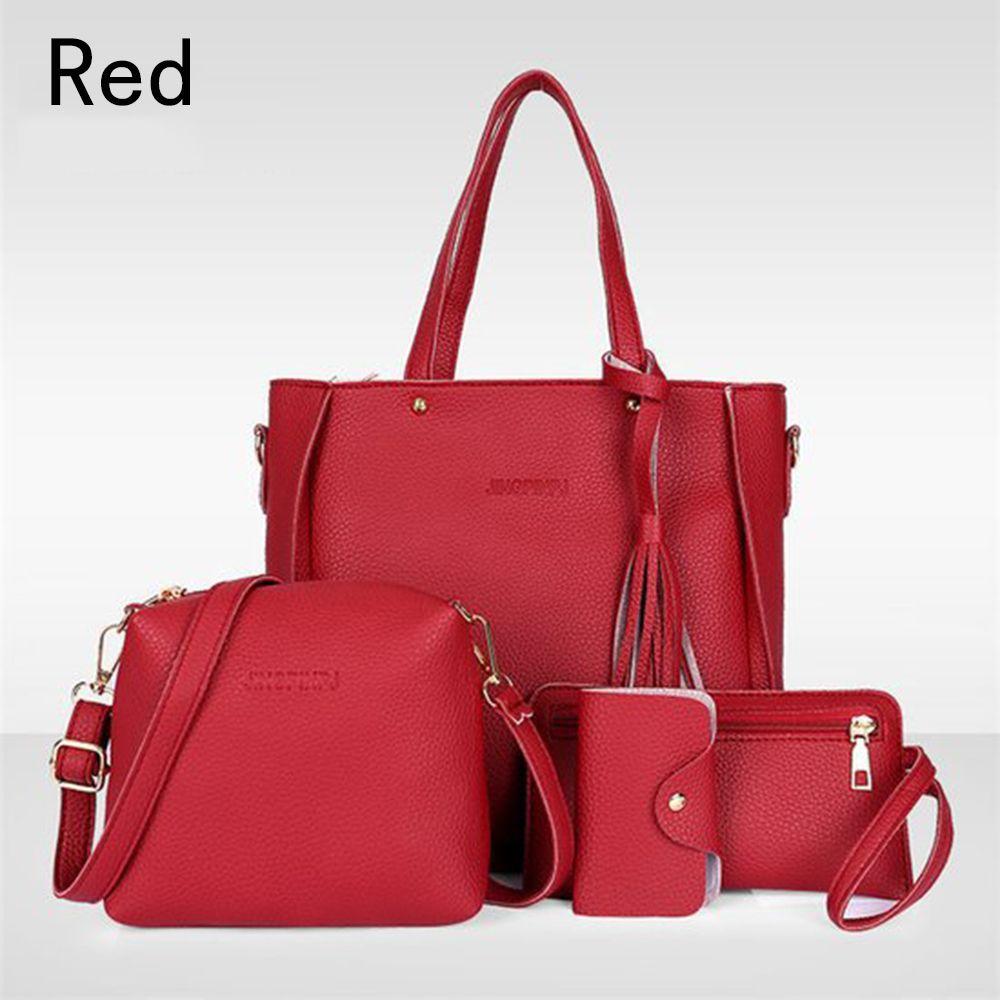 4Pcs Ladies Handbags Female Pu Leather Shoulder Messenger Bags Women Composite Bags Tote Bag Bolsa Feminina Crossbody Bag