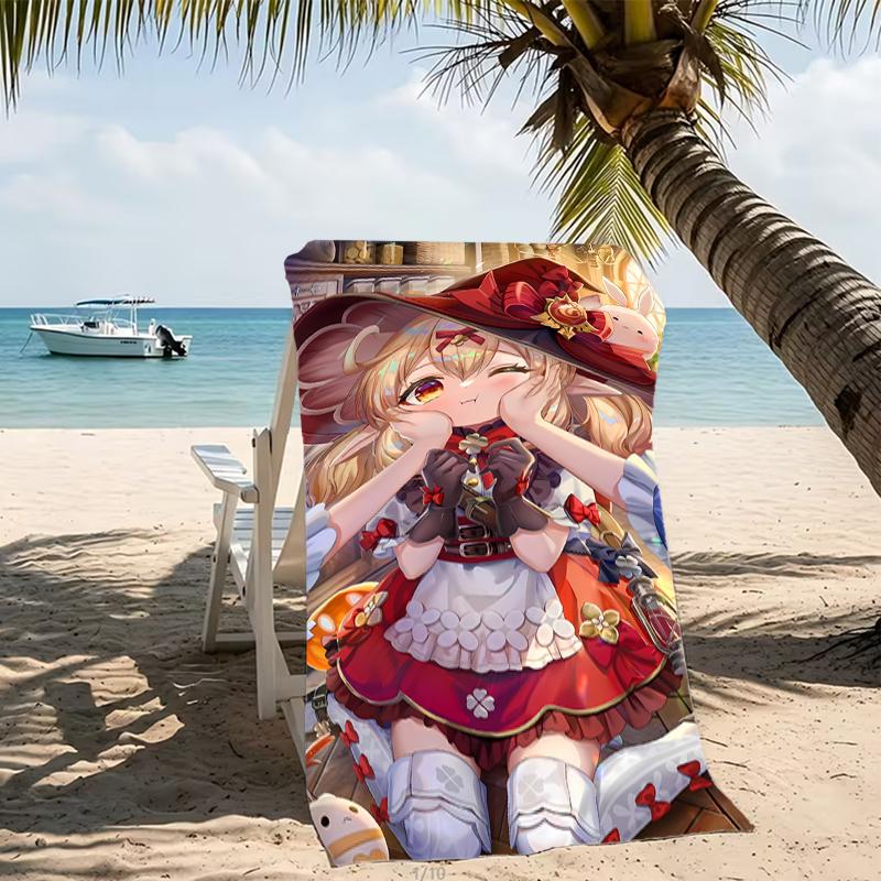 Beach Towel with Genshin Impact characters Pattern - soft,absorbent,machine washable Lightweight&Modern,swimming,Travel Essentials