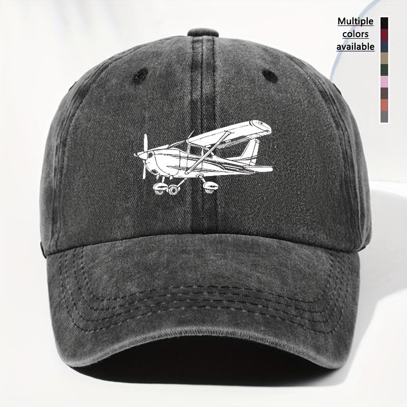 Glider Print Washed Retro Baseball Cap Fashionable Unisex Sun Protection Outdoor Hat Adjustable