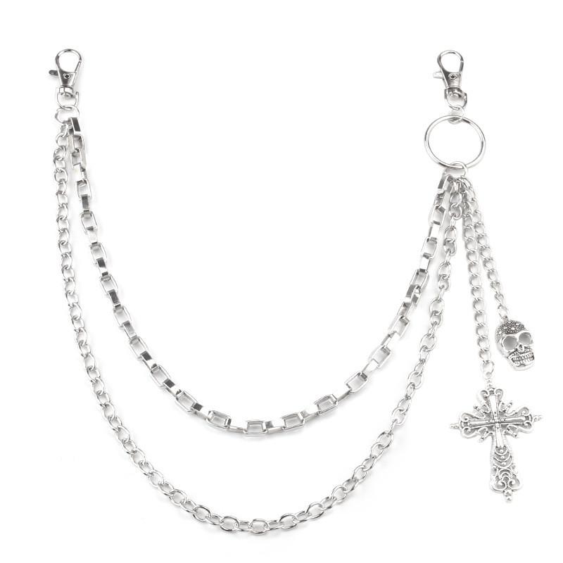 Hip Hop Schädel Kreuz Anhänger Gürtelkette Für Männer Frauen Street Style Accessoires