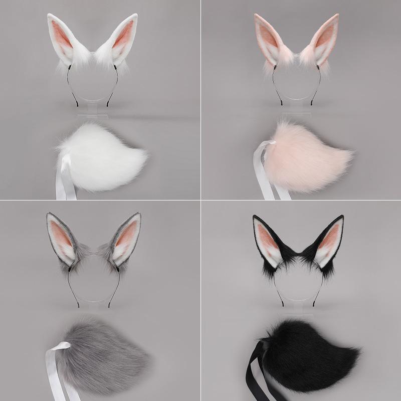 Two-dimensional rabbit ears, animal ears, headbands, comics props, Japanese plush rabbit ears, rabbit tail set
