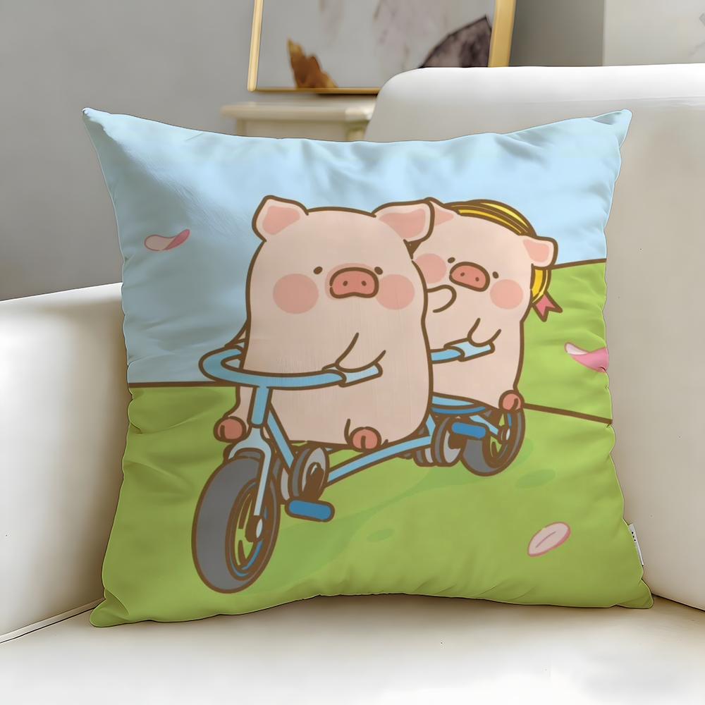 popular cartoon character pig pink Lulu Cushion Cover Soft & Easy-Wash Pillow Case – Versatile for Couch, Bed, Travel and Office