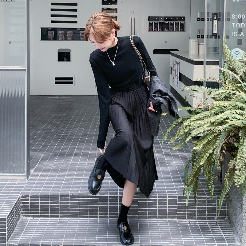 

Black Hepburn Style Elegant Autumn Dress Set - Women s Two-Piece Vest Outfit 2025 S