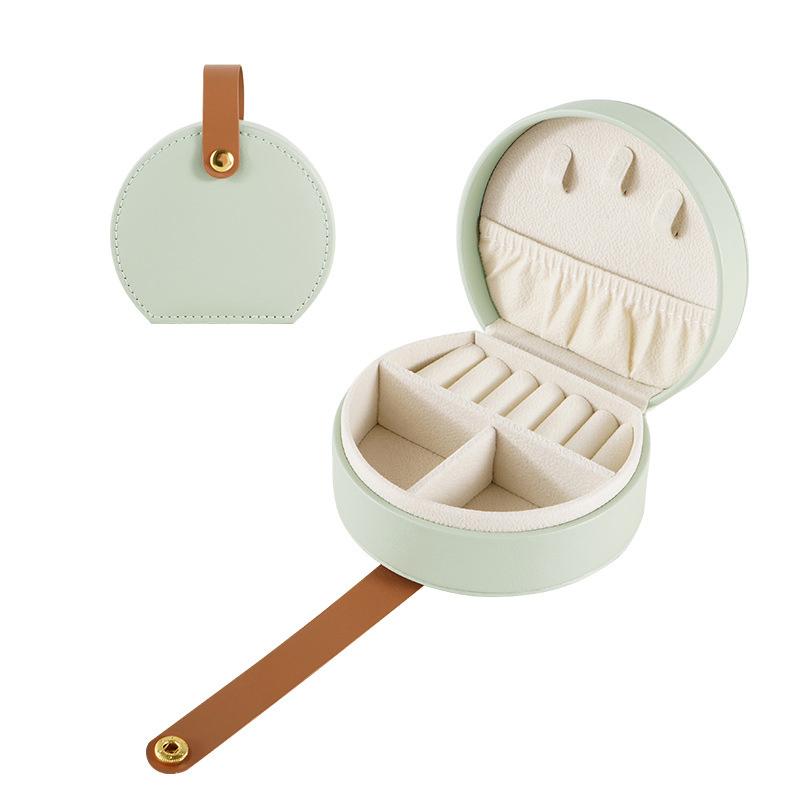 

Мини-органайзер для ювелирных изделий из искусственной кожи, дорожный футляр для ювелирных изделий, сережек, ожерелий, колец, переносная сумка, шкатулка для ювелирных изделий, круглая кожаная шкатулка для хранения зелёный