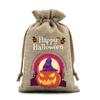 12Pcs Pumpkin Ghost Halloween Linen Drawstring Bags Handheld Portable Trick or Treat Candy Bag Creative Party Prop