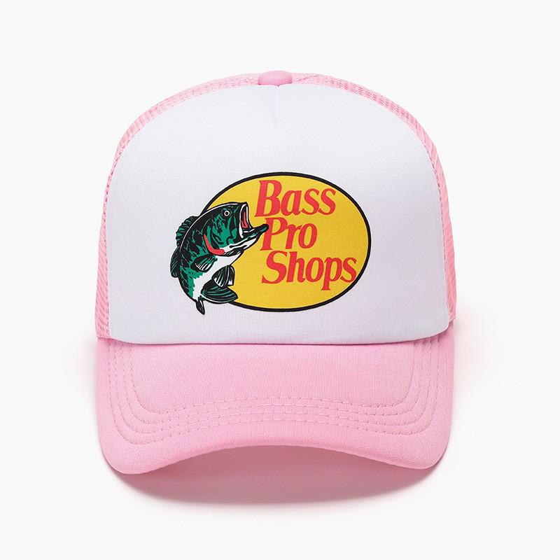 Global Finds Europese-Amerikaanse Bass Pro Shops Bedrukte Baseballpet voor Buitensporten & Vissen Adjustable roze