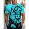 T-shirt Estiva da Uomo con Stampa Digitale 3D Leone