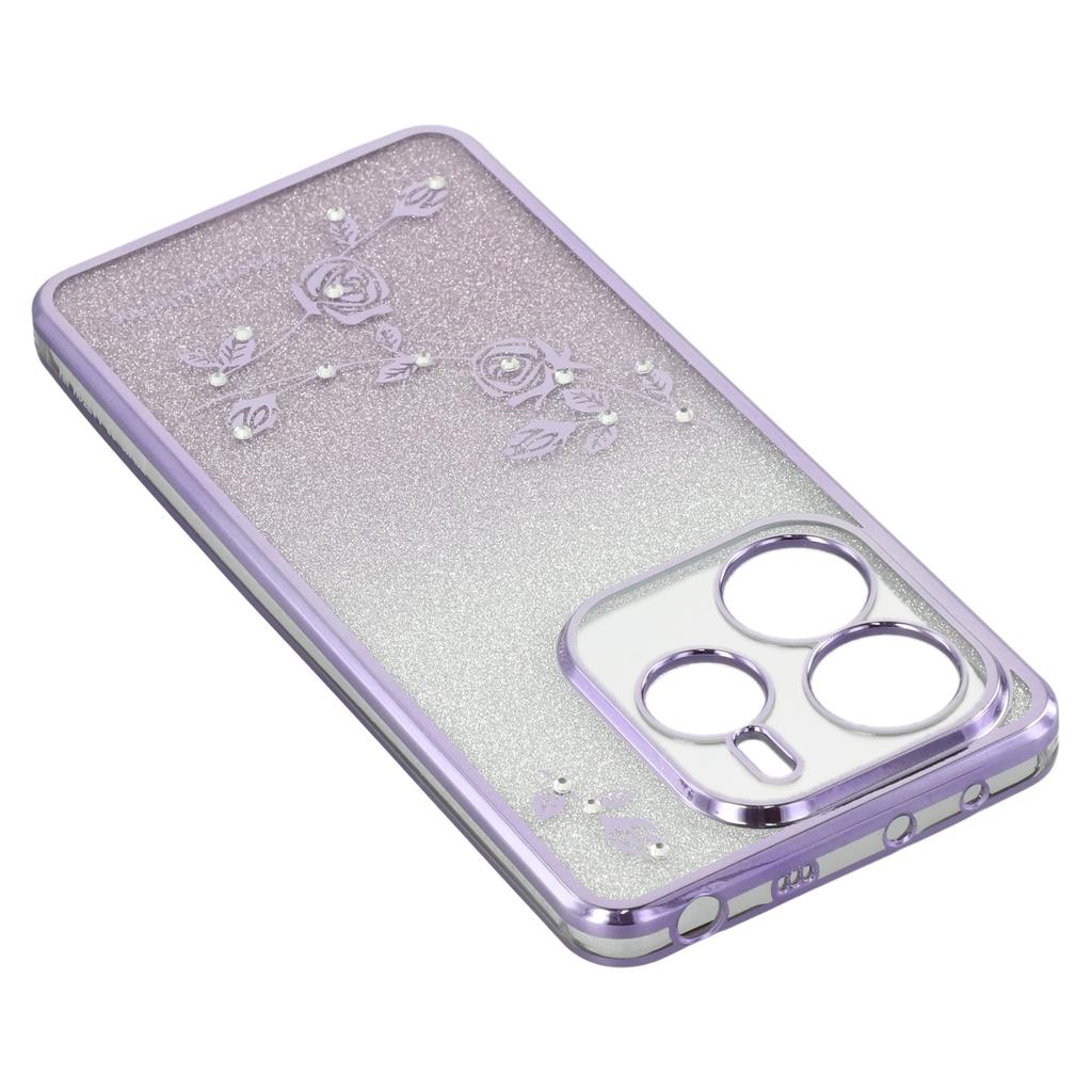 KADEM For Xiaomi Redmi Note 14 5G Case Ring Kickstand TPU Flowers Phone Cover Gradient Glitter