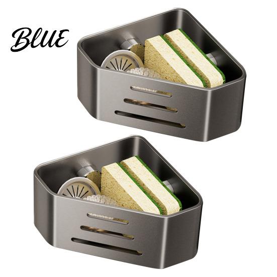 Sponge Drying Rack Sink Filter with Suction Cups for Kitchen Corner Quick Carbon Steel Caddy Hollow Design Rustproof Holder Soap And Brushes