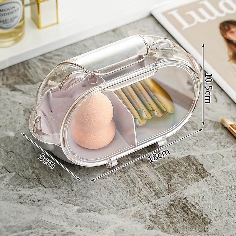 Beauty Egg Storage Box with Cover Dust-proof Dressing Table Lipstick Air Cushion Storage Shelf Portable Powder Puff Storage Box