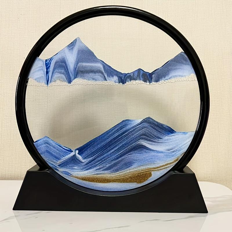 1pc Dynamic Sand Art In Glass Frame, 3D Ocean Waves Hourglass Design, Creative Home and Office Decor, Unique Holiday and Birthday Gift