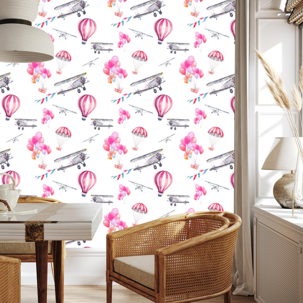 Wallpaper Balloons and Airplanes In the Sky for the Living Room and Bedroom 50x1000