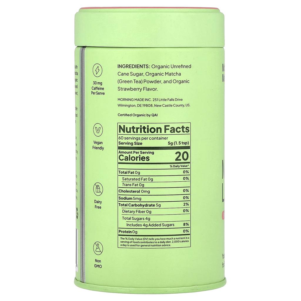 Morning Made, Matcha Latte, Strawberry Blend, 240g (8.46oz)