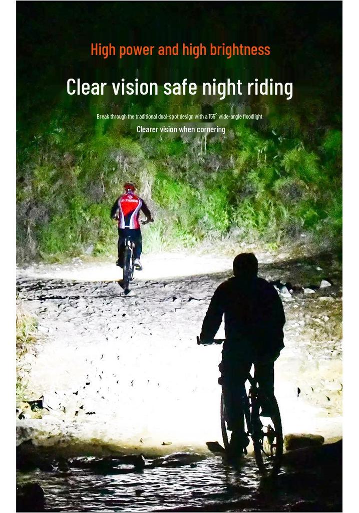 New Rechargeable High-Brightness Waterproof Bicycle Front Light with Horn for Night Riding