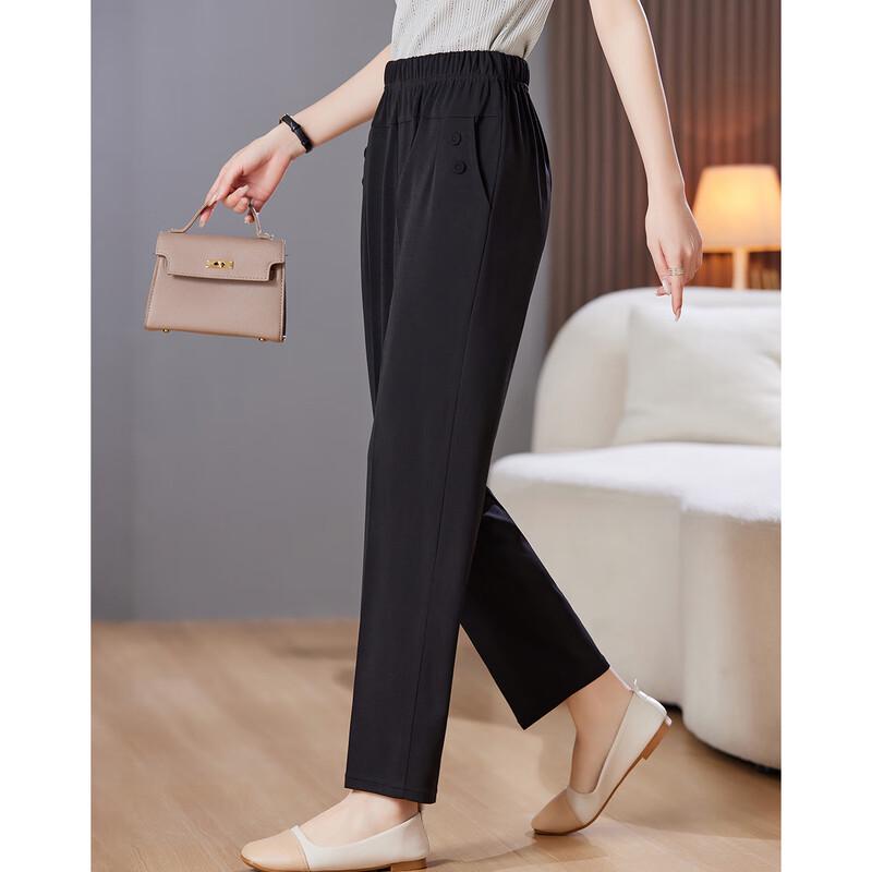 Pasite Women's Summer Elastic Waist Cropped Pants