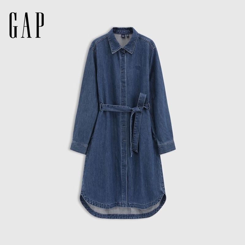 

Gap Women s Belted Long-Sleeve Denim Shirt Dress L
