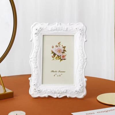 Rose Embossed Photo Frame Resin Desk Photo Frame Classic Picture Frame  For Bedroom Office Desk