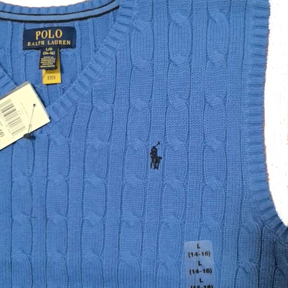 Polo Ralph Lauren Solid Color Logo Embroidered V-Neck Pullover Sweater Kids sweater Blue 323702300-028
