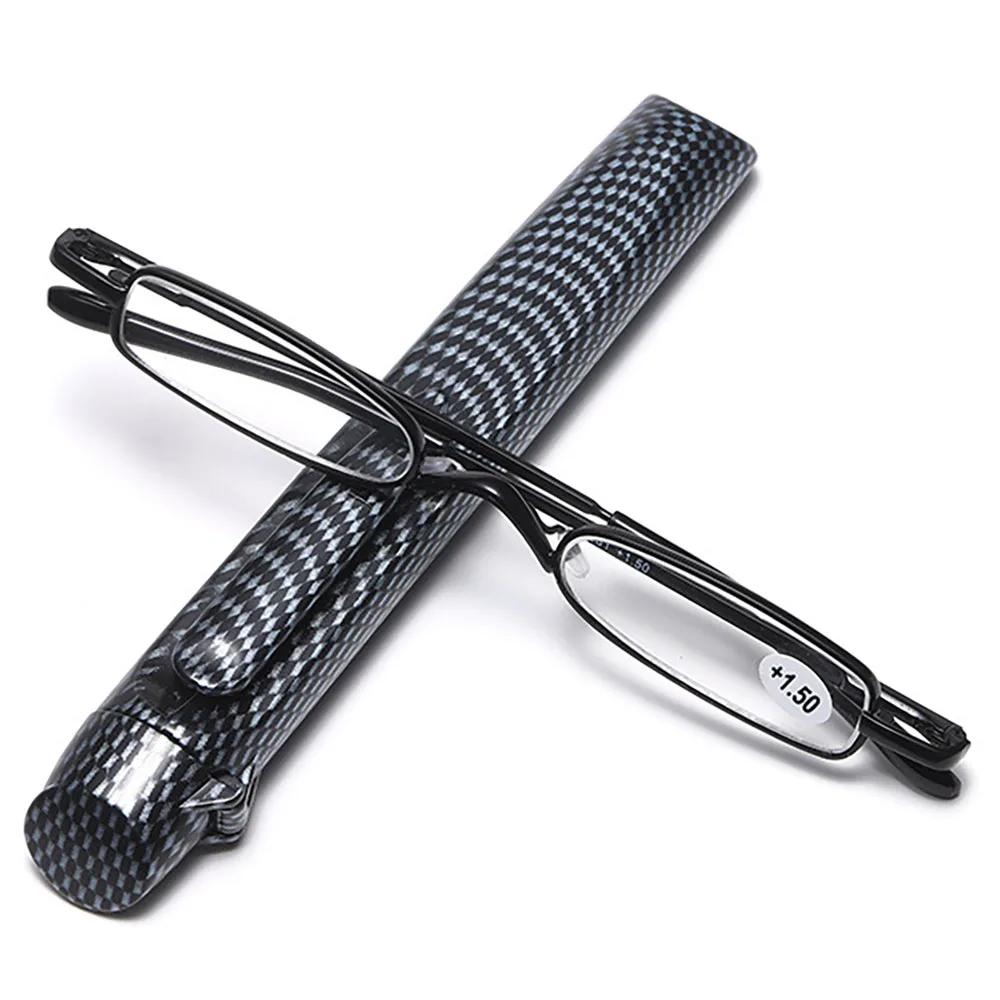 

Портативные увеличительные очки для чтения мужские, узкая металлическая оправа с футляром для ручки, ультратонкие женские очки для пресбиопии +1.0 2.5