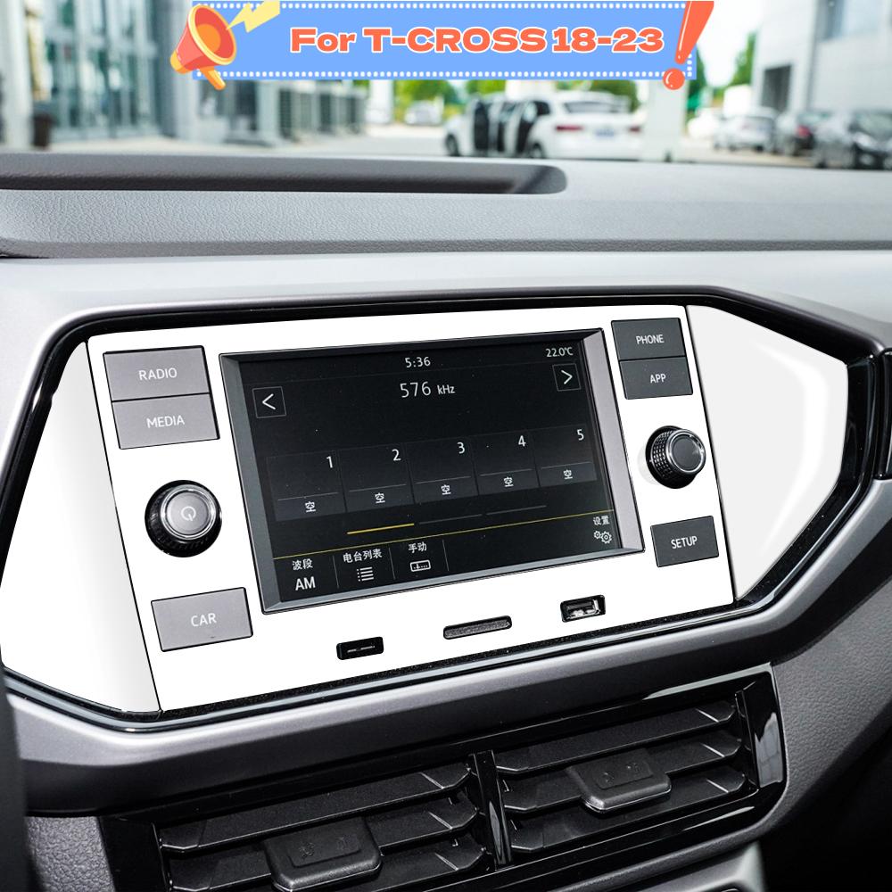 3Pcs Stainless Steel Car Navigation GPS Panel Frame Cover Sticker Trim for Volkswagen VW T-Cross Tcross 2018 - 2023 Interior Accessories