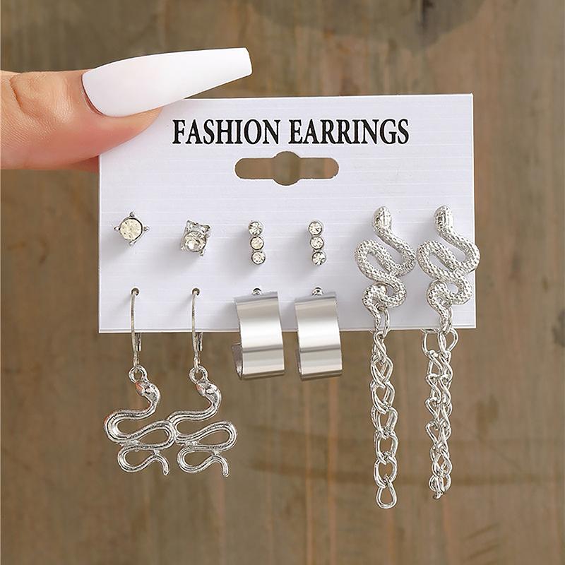 6-Piece Set Vintage Pearl Earring Set Crystal Tassel Earrings Hypoallergenic Gold Earrings Women Jewelry Accessories Gifts