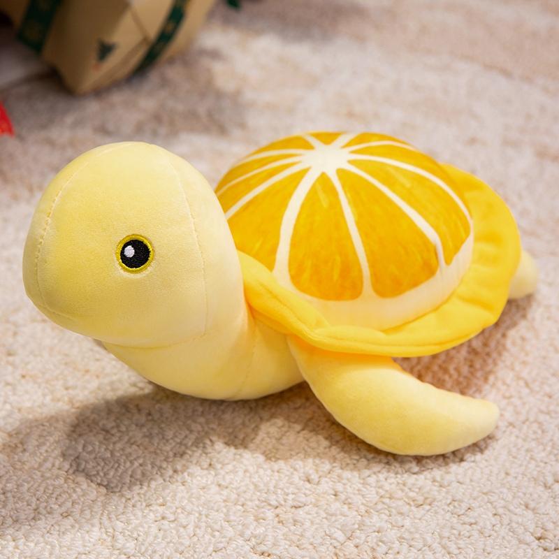 25/35CM Cartoon Simulation Anime Little Lemon Turtle Stuffed Animal Plush Doll Cute Turtle Soothing Kids Sleeping Toys Handmade
