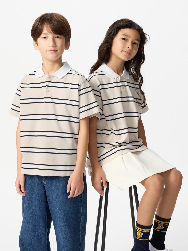 Uniqlo Kids Dry Pique Stripe Polo Shirt  Short Sleeve 