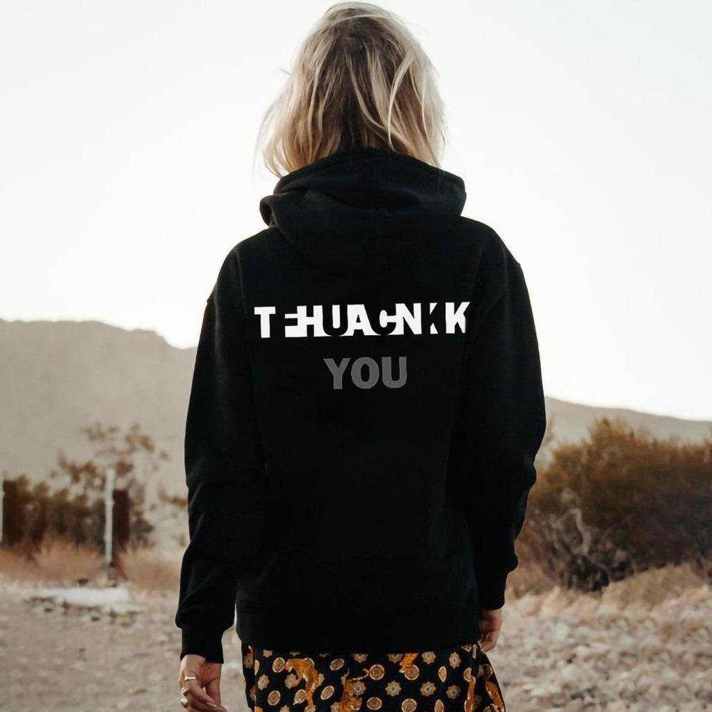 Letterprint Casual Fashion Hooded Women'S Shoulder Sleeve Sweater