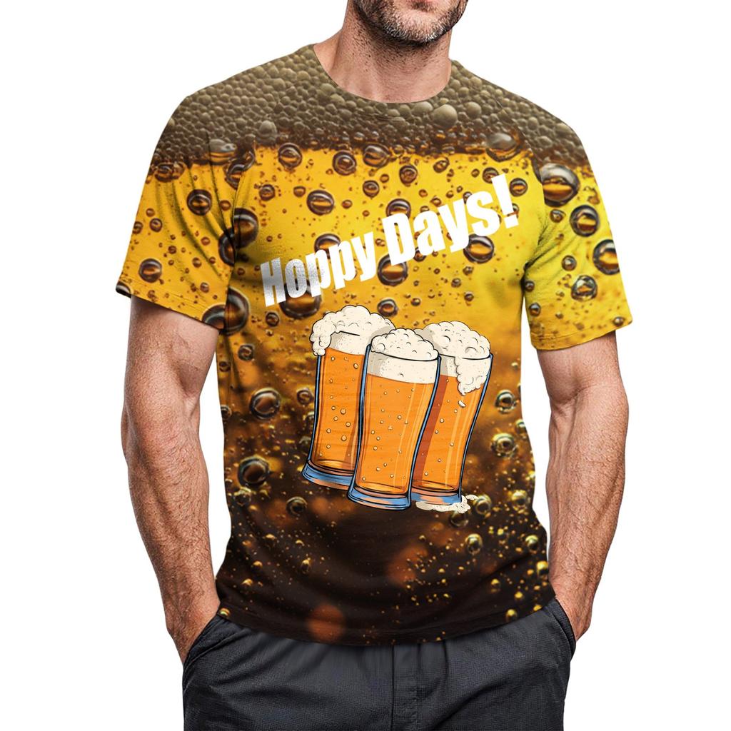 Men's Crew-neck Casual Printed Short-sleeved T-shirt Top