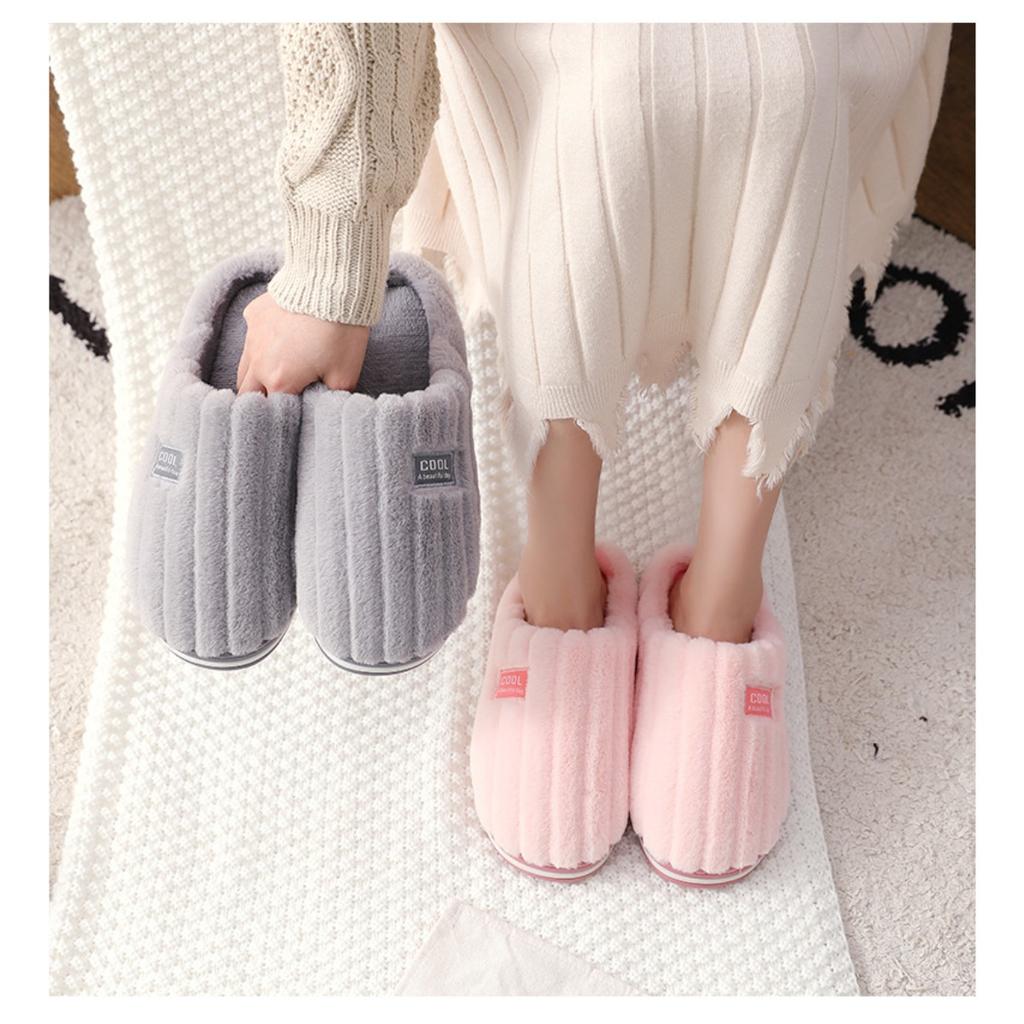 Cotton Slippers for Women and Couples in Autumn and Winter, Indoor Warm Plush Slippers for Men, Anti Slip Thick Cotton Slippers for Winter