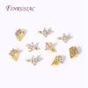 18K Gold Plated Inlaid Zircon Flower Shape Connector 2/3 Hole Spacer Accessories Separators For DIY Strands Beading Jewelry