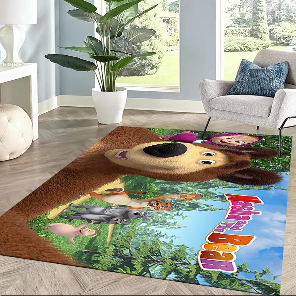 Masha Bear Carpet Suitable for Study Room Entryway Balcony Playrooms Anti-slip Rug Decorate Offices Best for Christmas