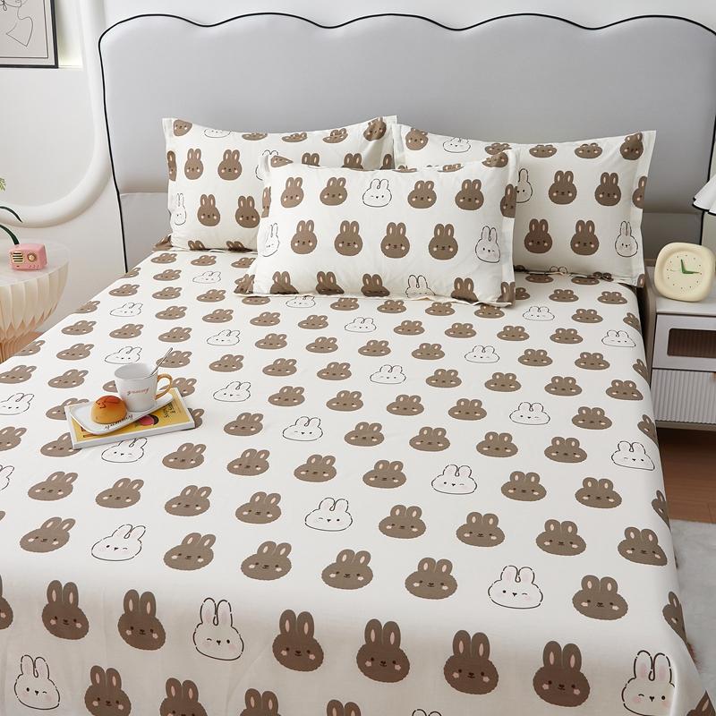 Cotton Bed Sheet  Cartoon Panda Animals Printed Double Top King Sheets for Girls Boys Kids Single Queen King Size Bed Linen