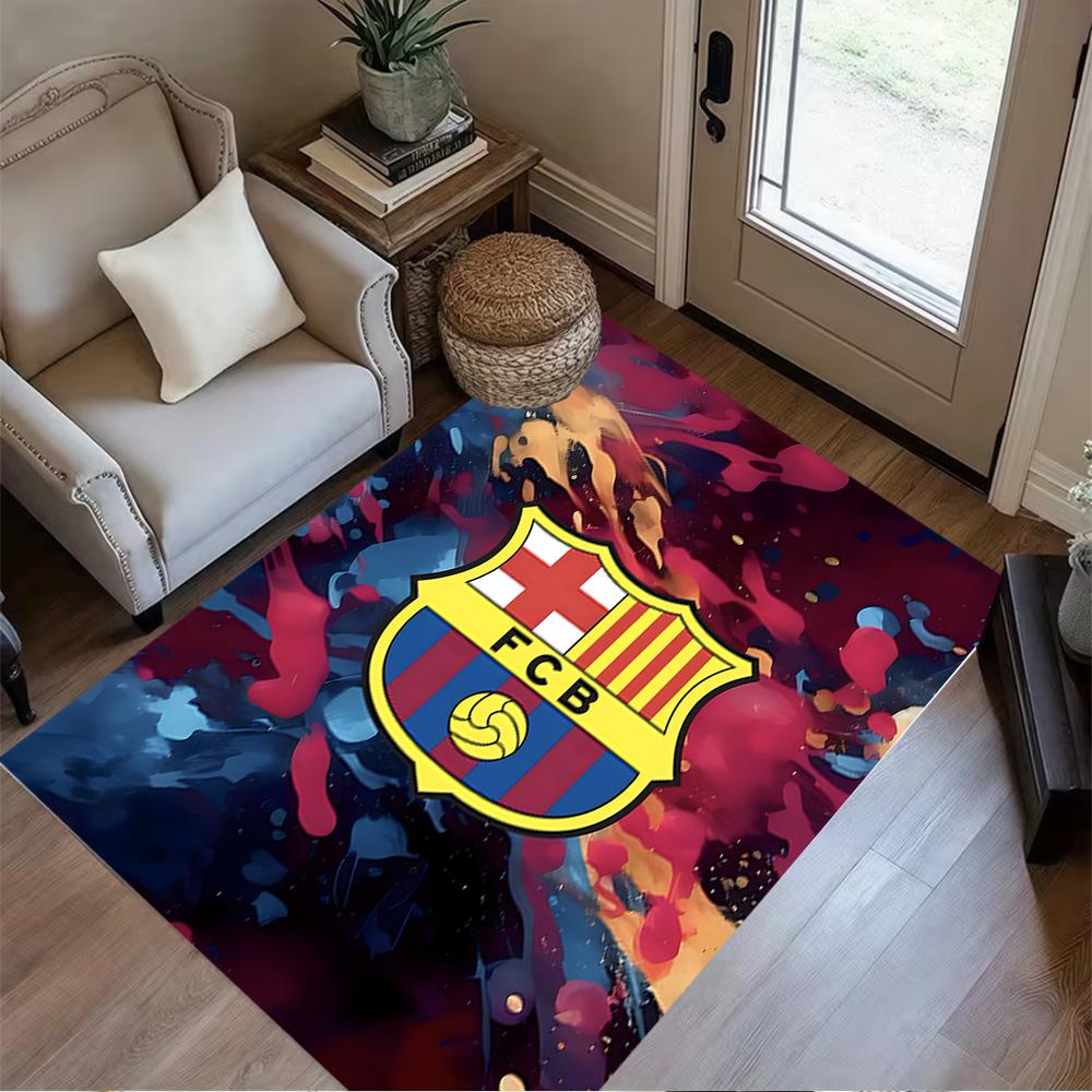 Fcb Crest Emblem Carpet Design for Dining Room Living Rooms Playrooms Bedrooms Anti-slip Rug Office home decor Gift for Festivals
