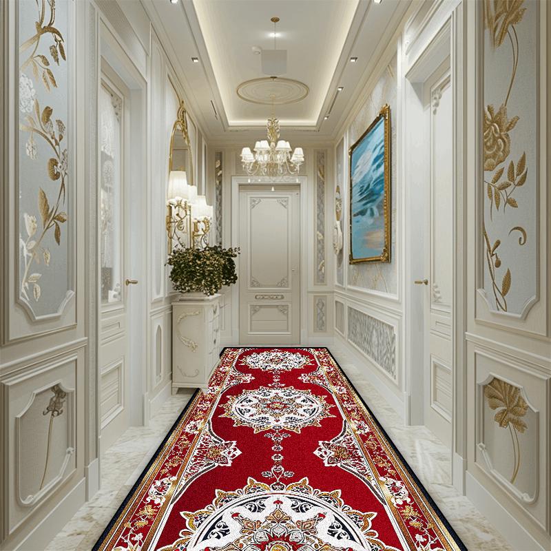 European Luxury Corridor Runner Carpet Bedroom Entry Channel Non-slip Long Rugs Hotel Lobby Decoration Stairway Hallway Soft Mat