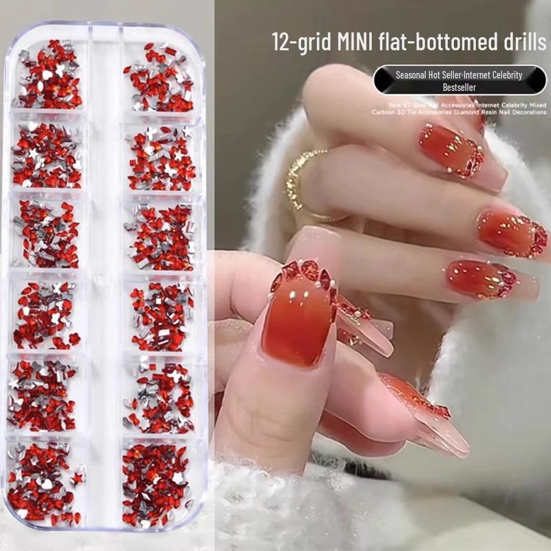 

Mini Aurora Champagne Crystal Nail Art Gems - 12 Grid Collection