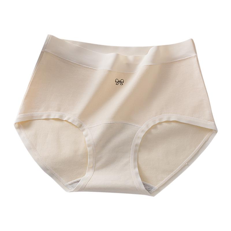 Ladies Spring and Autumn Simple Pure Cotton Waist Extended Crotch Underwear
