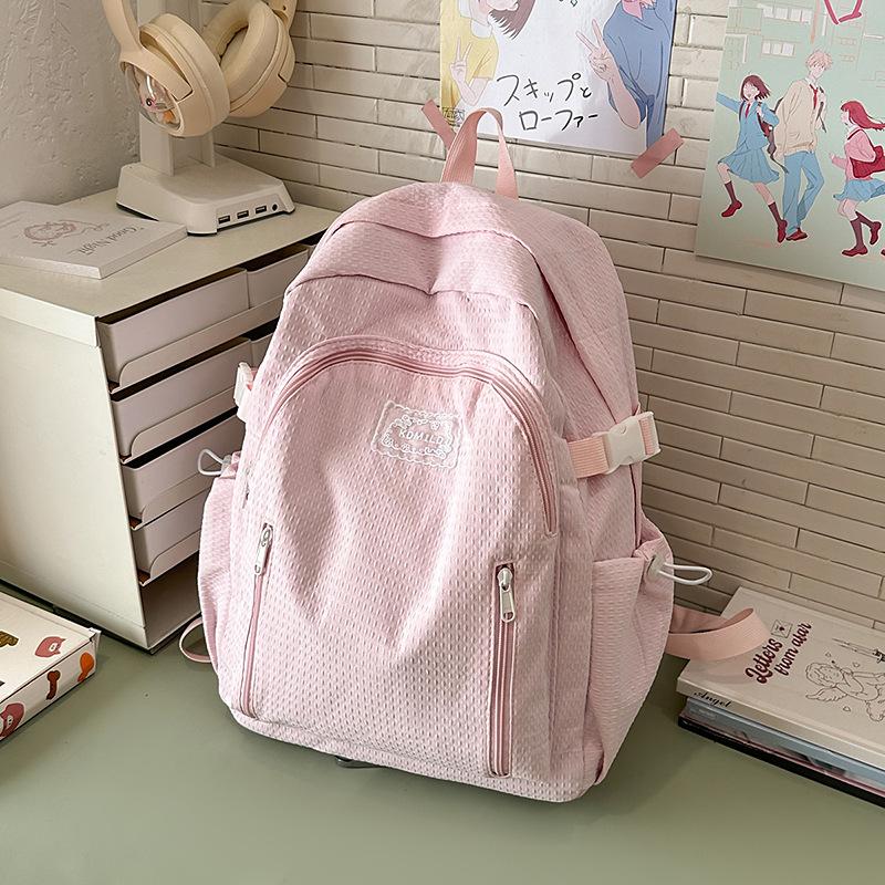 Summer New Water Canvas Bag Literary Japanese Female Lazy Wind Small Backpack Simple Solid Color Female Backpack