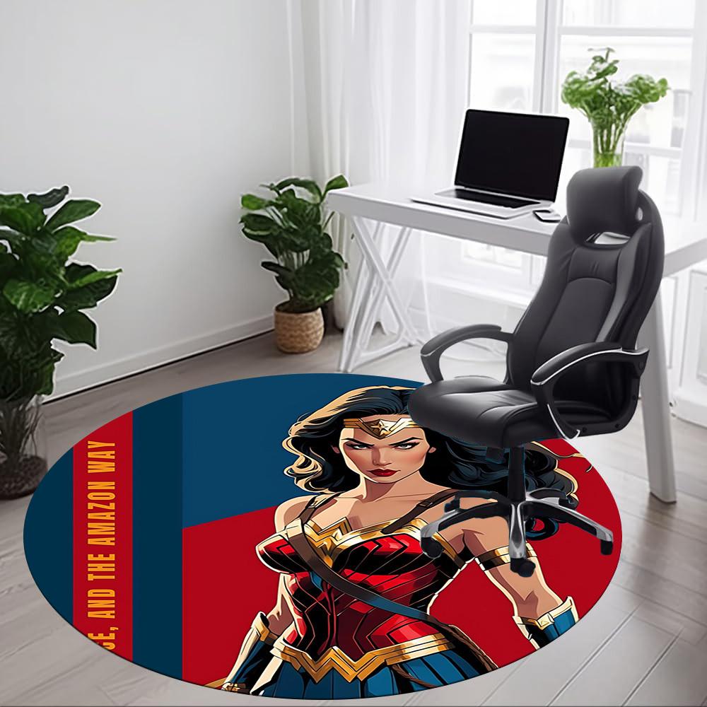 1pc Wonder Woman Office Round Area Rug, Under Office Chairs Bedroom Living Room Home Decor, Room Deco, Available in Various Sizes