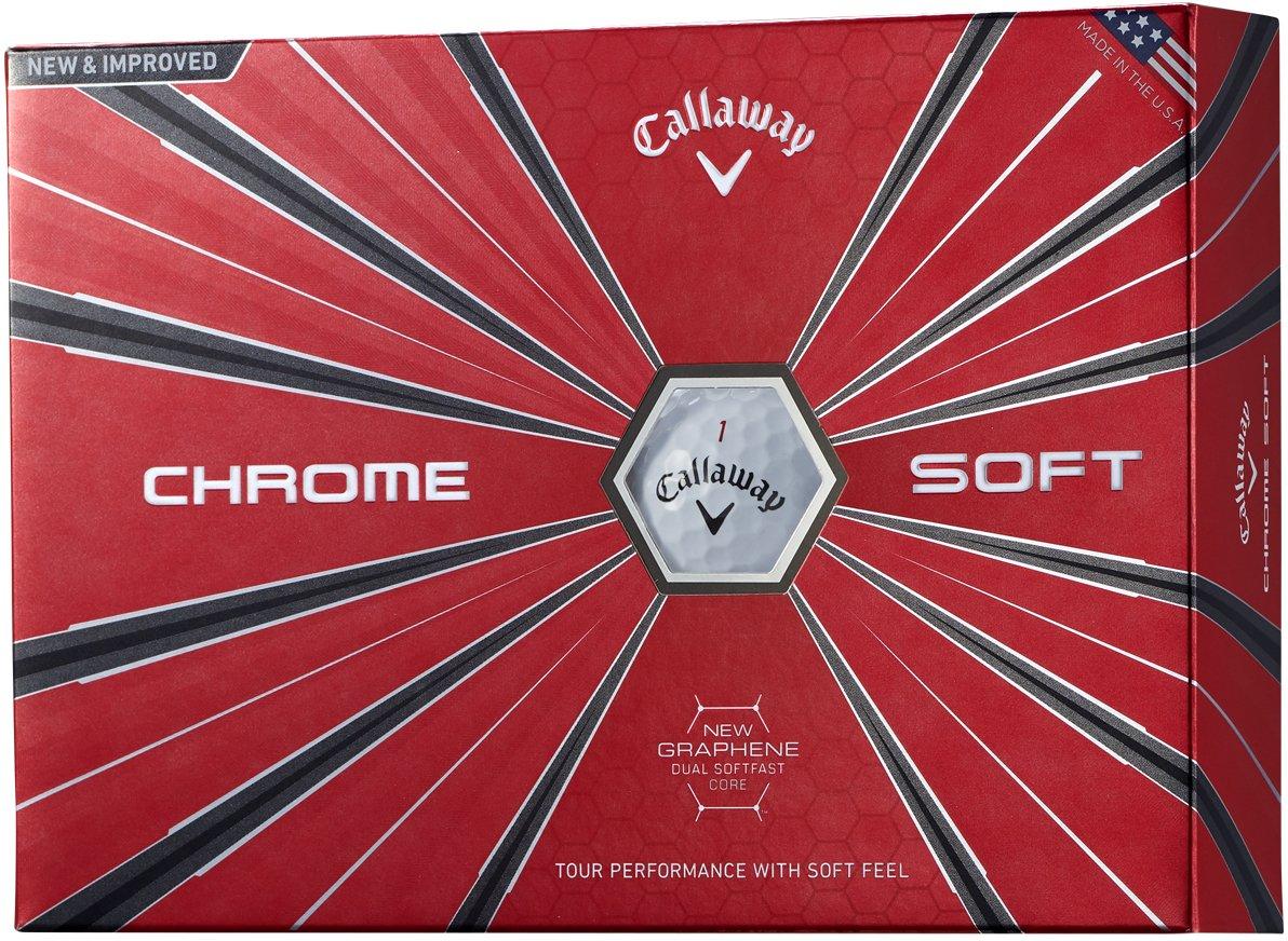 

Мяч для гольфа Callaway CHROME SOFT Мяч для гольфа дюжина 12 модель 2018 года Мяч белый 6421255120044 Белый промежуточный иономер (1 шт.) цветной слой