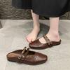 Fashion Women's Slippers with Adjustbale Buckle Suede Flat Mules Slides New Summer Outdoor Comfortable Casual Slip-On Shoes