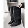 Retro Shoes, Square Toe Autumn and Winter New Style Long Boots, Women's Shoes, Sleeve Boots