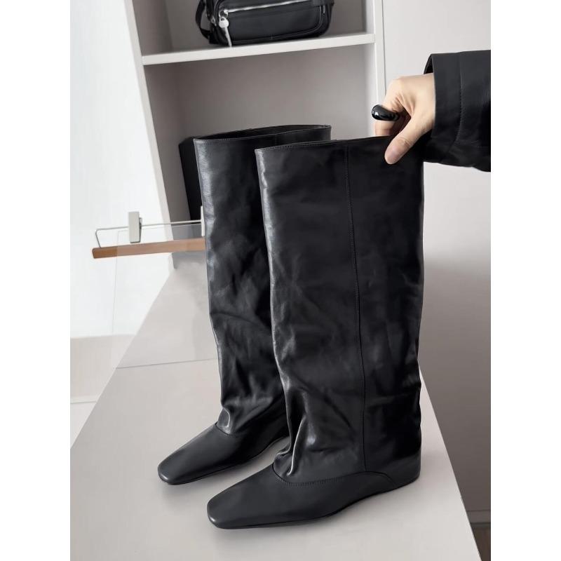 Retro Shoes, Square Toe Autumn and Winter New Style Long Boots, Women's Shoes, Sleeve Boots