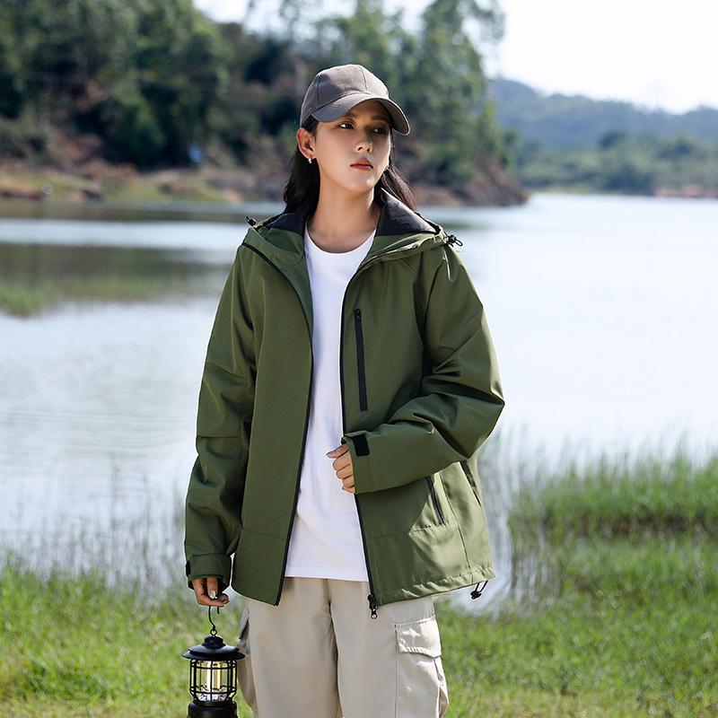 

Унисекс Ветрозащитная Водонепроницаемая Куртка с Капюшоном для Весны и Осени XL армия зеленый